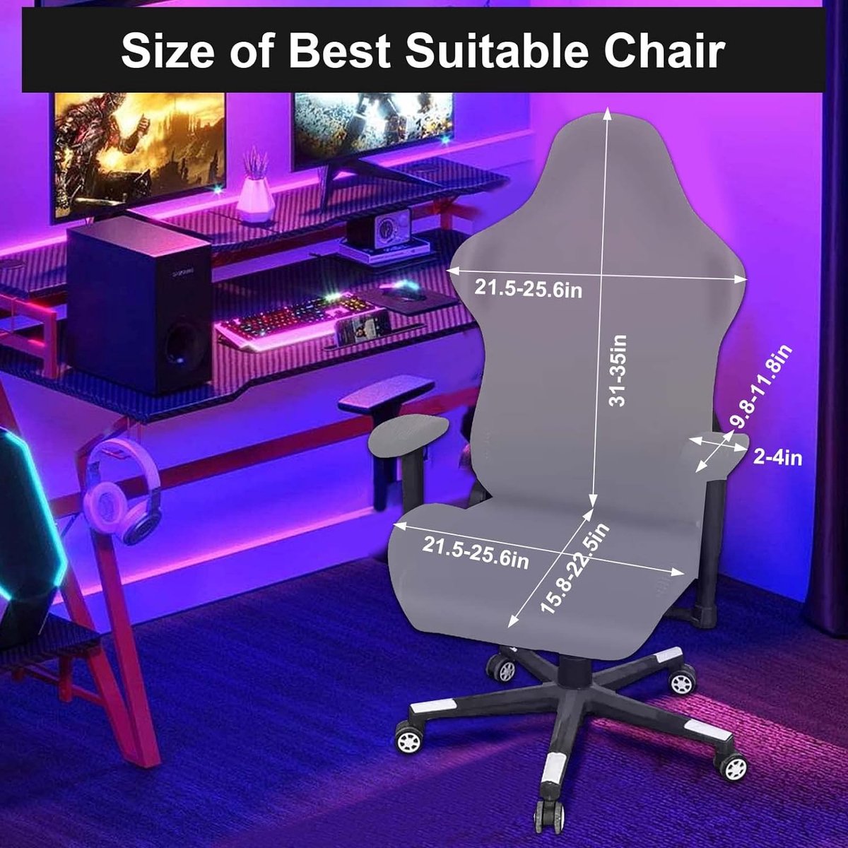 Bureaustoelhoesset, 4-delige gamingstoelhoes, universele bureaustoelhoes, hoezen voor stoelen met armleuningen, stoelachterkant, stoelhoes, bureaustoel voor computerstoelen/pc-stoelhoes