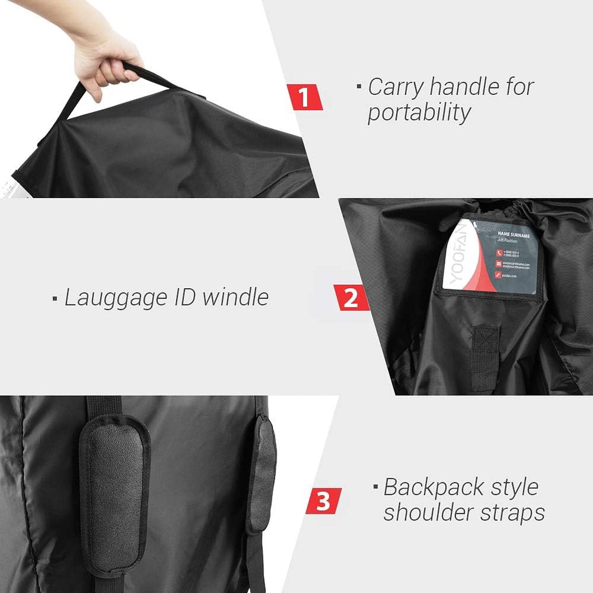 Gate Check Reistas met rugzak, schouderriem voor kinderwagen, autokinderzitjes, rolstoelen, waterafstotend, goed voor vliegtuig en opslag (zwart)