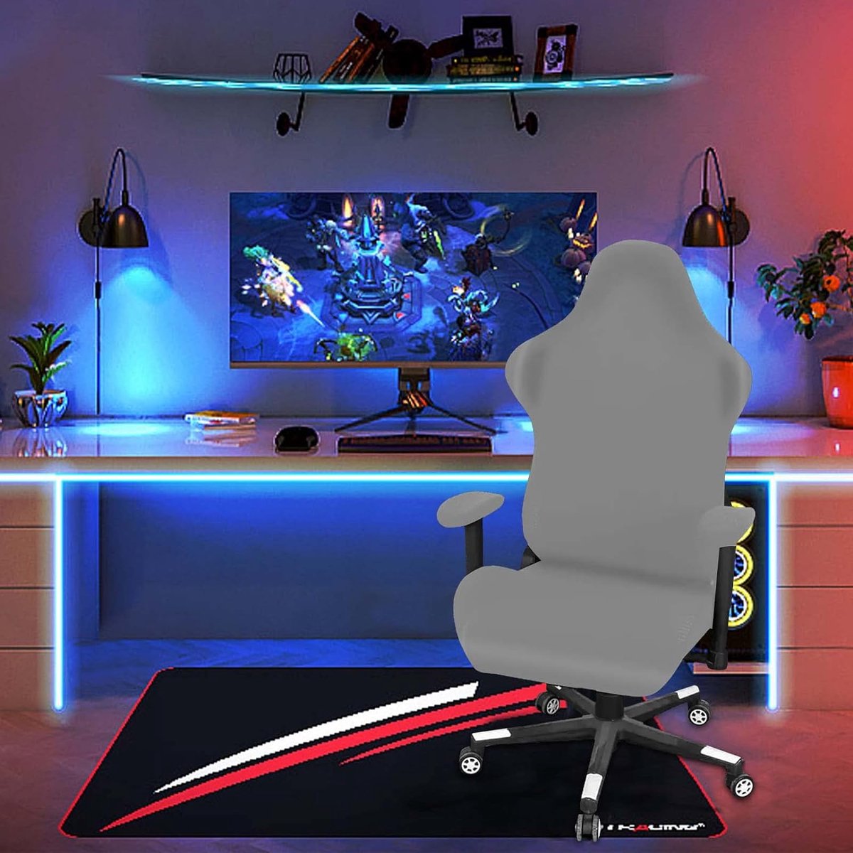 Bureaustoelhoesset, 4-delige gamingstoelhoes, universele bureaustoelhoes, hoezen voor stoelen met armleuningen, stoelachterkant, stoelhoes, bureaustoel voor computerstoelen/pc-stoelhoes