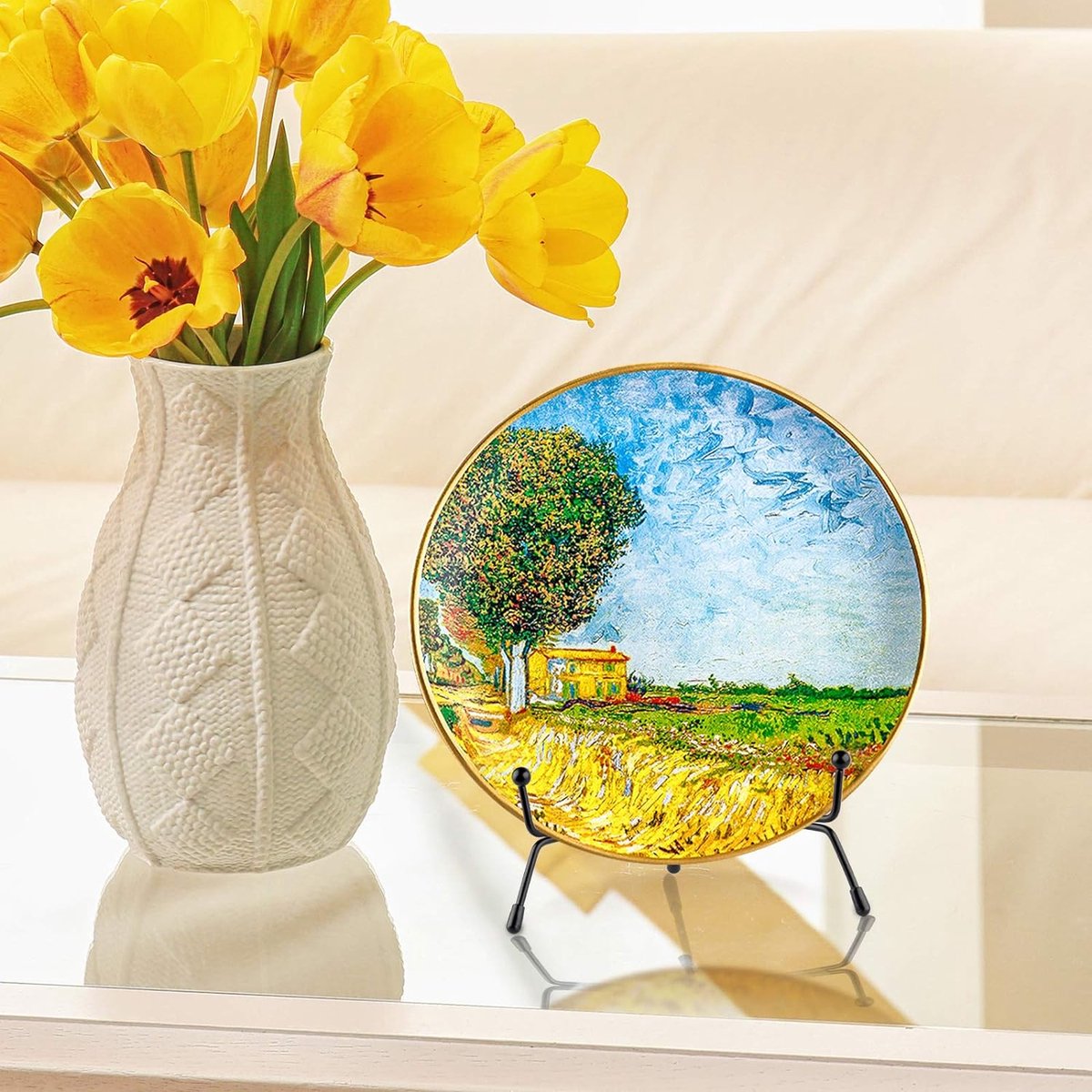 Set van 4 verbeterde antislipbordstandaarden voor display, 6 inch plaathouder displaystandaard, fotolijsthouderstandaard, zwart ijzeren ezelstandaard voor foto, decoratieve plaat, tafelkunst