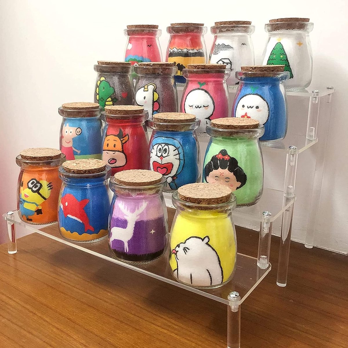 4-traps acryl riser display rek, standaard, tafelblad transparant, parfumorganizer, opslag voor Funko Pops figuren, nagellak, specerijen, cosmetica, kunsthandwerk, sieradenstandaard, cupcake, specerijen, helder