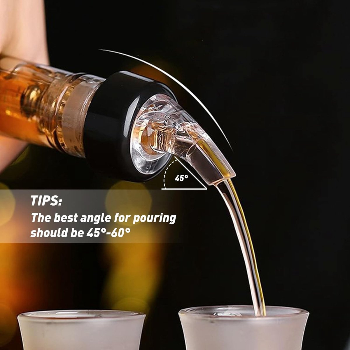 Flessenschenker, 8 stuks, 2 cl, doseerhulp, schenktuit voor flessen met stopfunctie, beschermdeksel, portioneerder, drankdispenser, sterke drank, doseerder, dispenser voor wijn, cocktail,