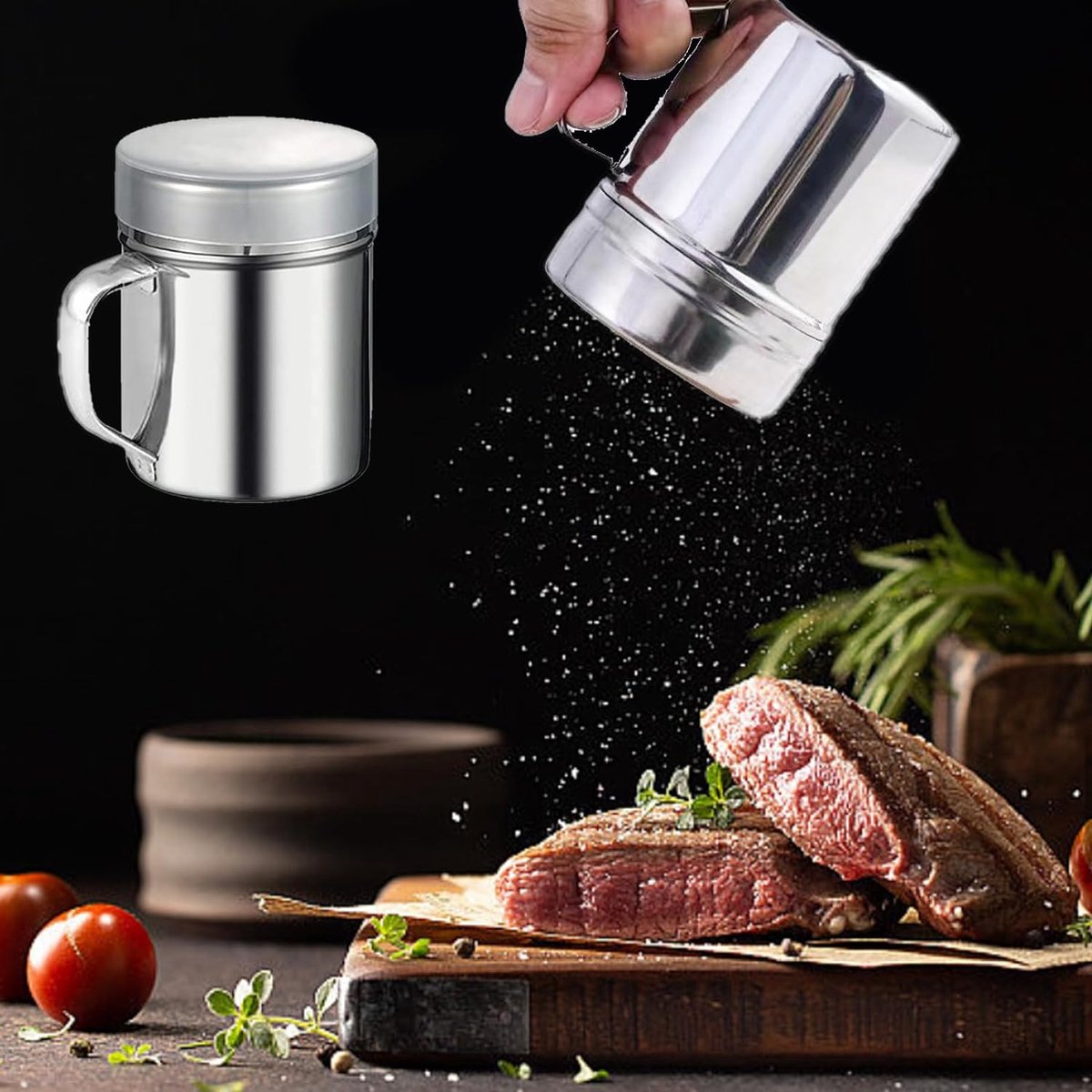 Icing Sugar Shaker Set - 2 cacao- en koffie-sjabloonshakers met 16 verschillende sjablonen, roestvrijstalen gaassjablonen voor chocolade, keuken, drankjes en bakken (2 maten)