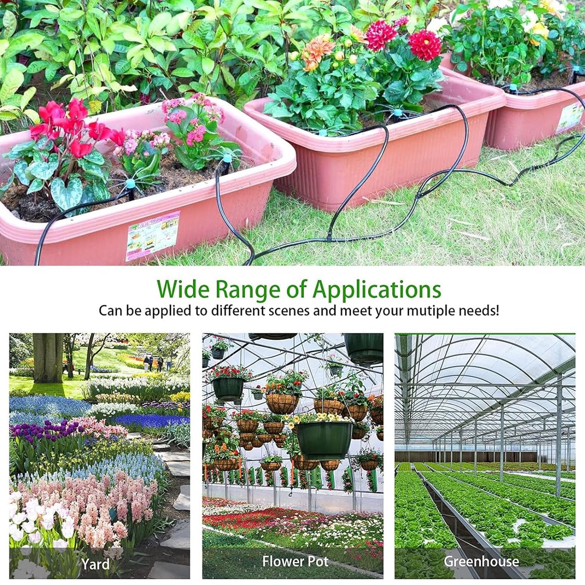 Irrigatiesysteem voor in de tuin, automatisch bewateringssysteem, 30 m, irrigatieset, micro-irrigatieset, doe-het-zelf tuinirrigatie voor planten, tuin, broeikas, bloemen, voor landschap