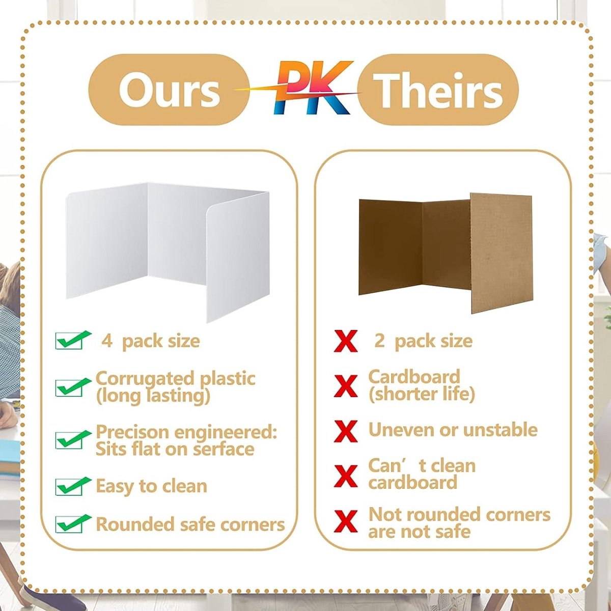 4 stuks scheidingswanden voor bureau, opvouwbare bureauscheidingswand, inkijkbescherming, bureaupaneel, opvouwbare multifunctionele scheidingswand, U-vormige splitsing, sterk en voor school,