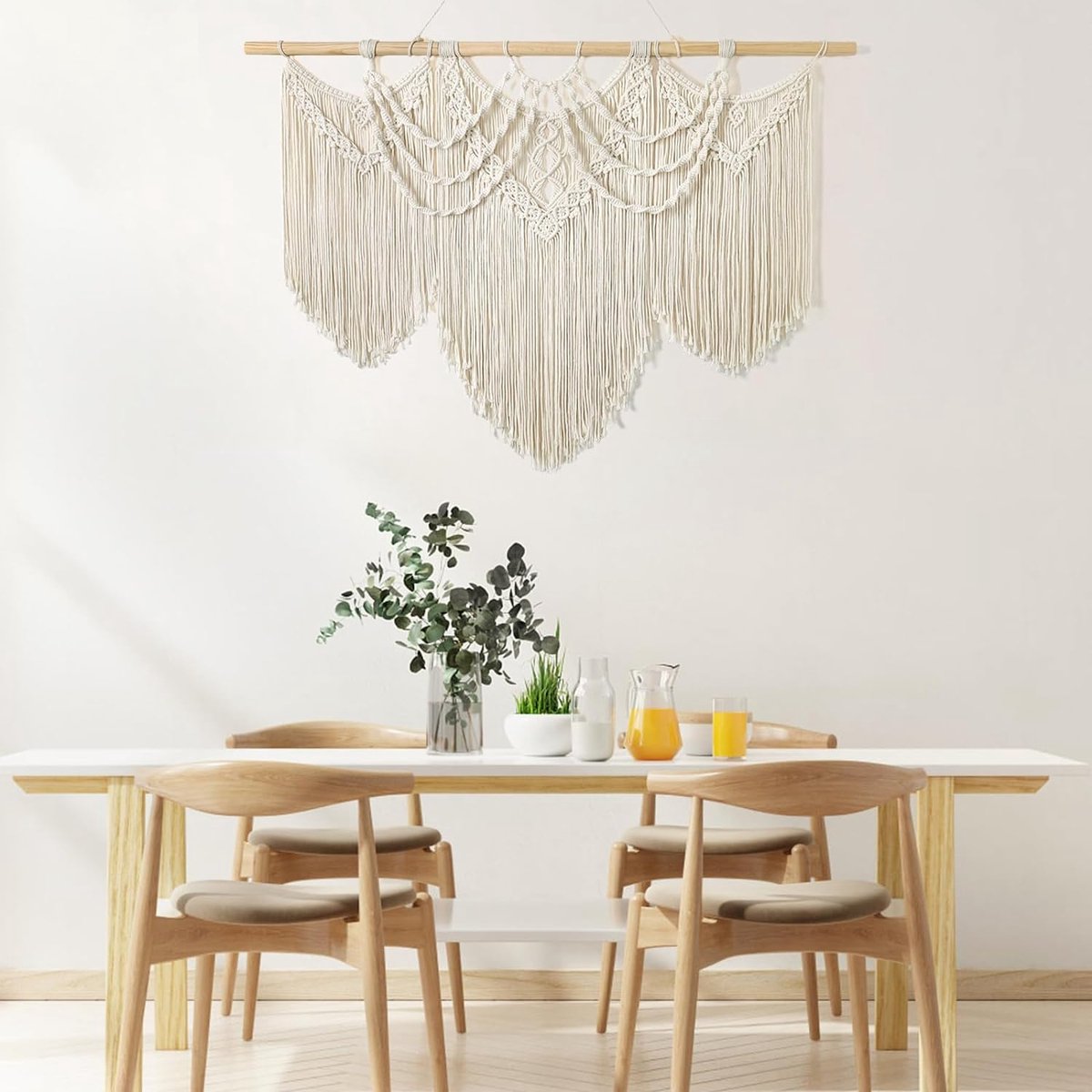 Grote macramé wandtapijt, Boheems chic, geweven wandtapijt, boho, wanddecoratie, katoenen touw, wandtapijt, muurdecoratie, kunsthandwerk voor slaapkamer, woonkamer, woning, wandgordijn,