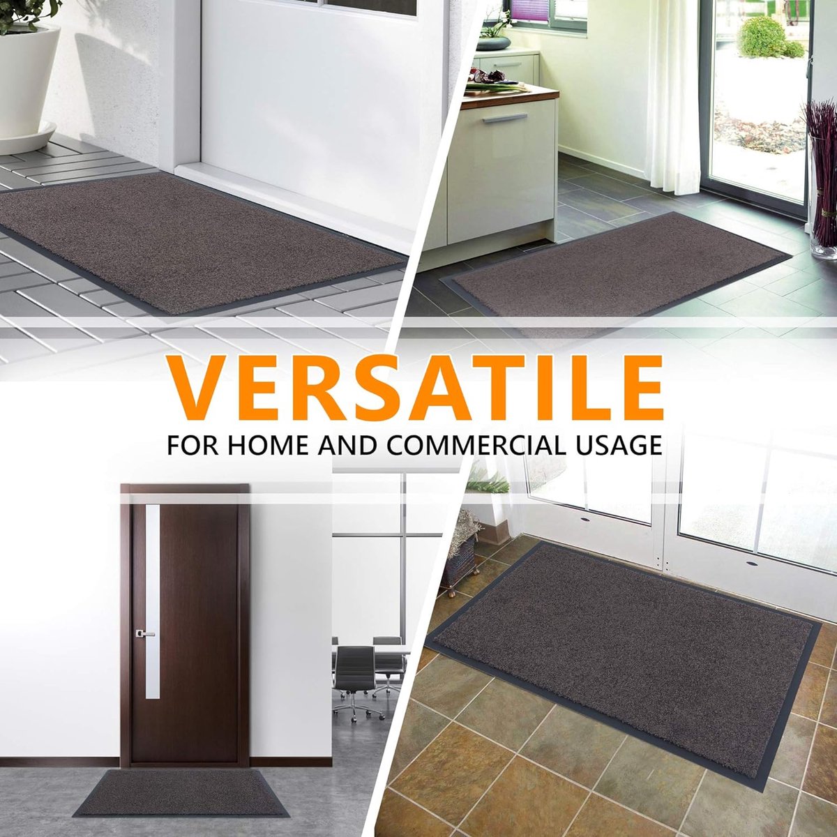 Deurmat voor voordeur, binnen en buiten, deurmat, voor entrees, schoonmaakmat, antraciet-zwart