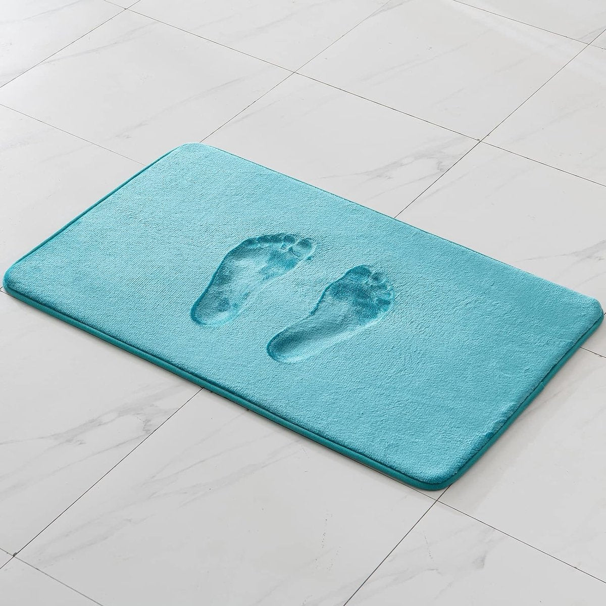 Eenkleurige badmat, traagschuim, badmat, douchemat, badmat, douchemat, decoratieve voetmat, antislipmat voor badkamer en woonkamer, 50 x 80 cm, turquoise