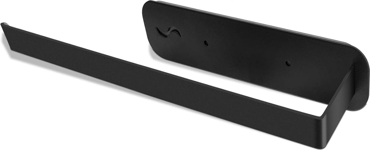 1 x keukenrolhouder, wandpapierrolhouder met 2 magnetische haken voor rolpapier, handdoeken, huishoudfolie, kopjes (zwart)