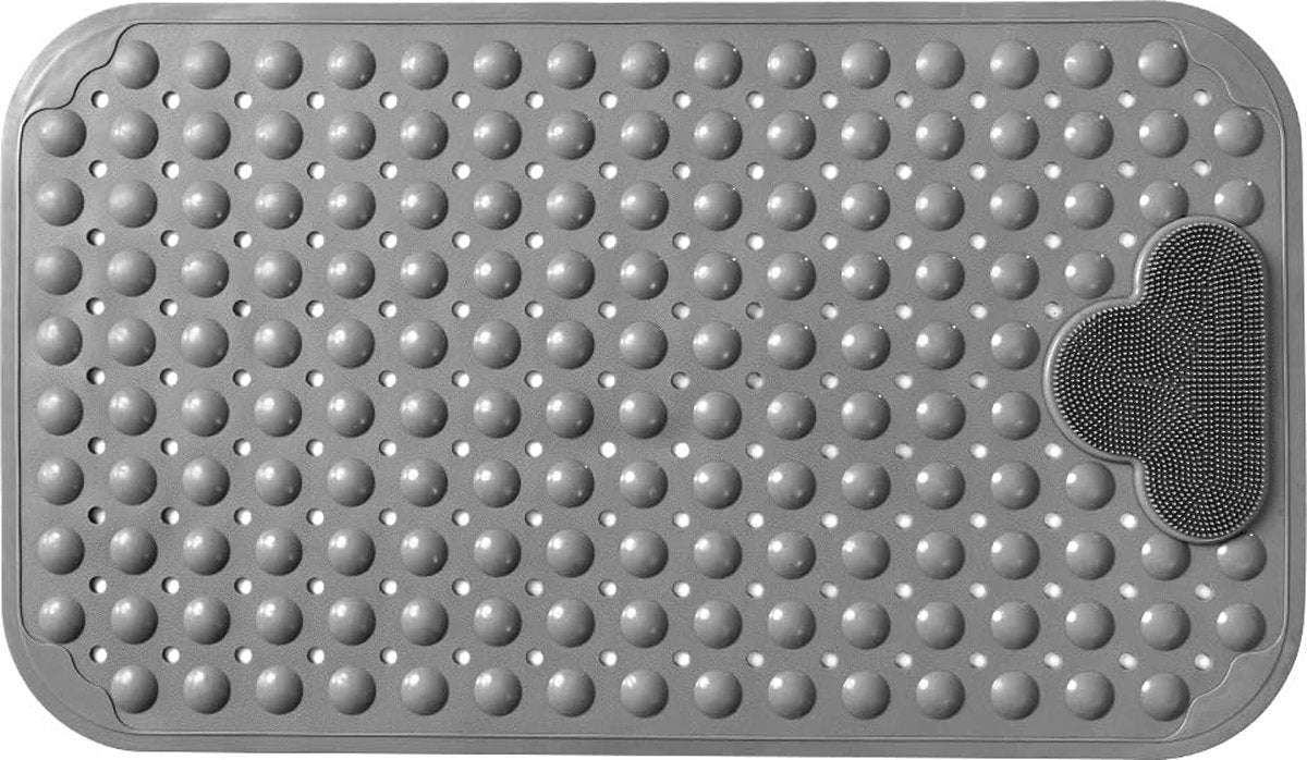 Douchematten voor douche binnen, TPE-materiaal, badmatten, met 166 sterke zuignappen, 40 x 70 cm badmatten, voetmassagegedeelte, antislip douchemat (grijs)