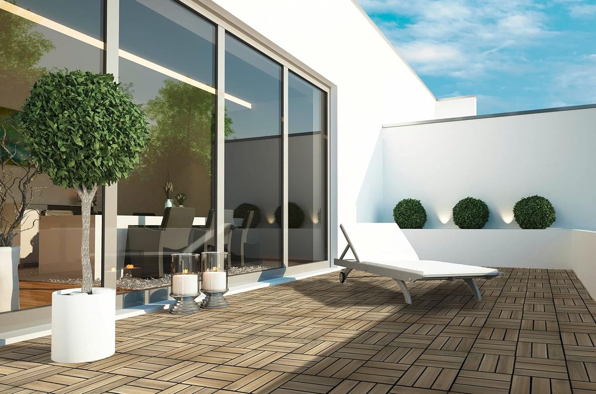 10 x 30 cm acaciahouten vloertegels 30 cm x 30 cm weerbestendig eenvoudig te leggen lichtbeige