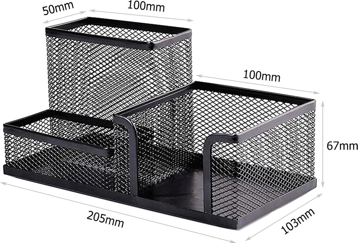 Draad metalen pennenhouder Kantoor pennenhouder Penorganisator Vierkant metalen gaas Kantooropslag Kaptafel (zwart)