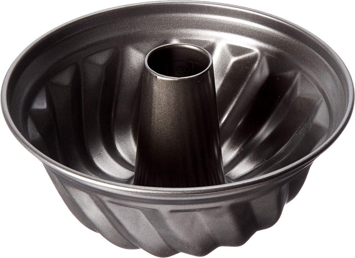 Bundt-cakevorm Ø 22 cm, stabiel en coating voor sappige cakevorm, ronde pan met antiaanbaklaag (kleur: zwart, aantal: 1