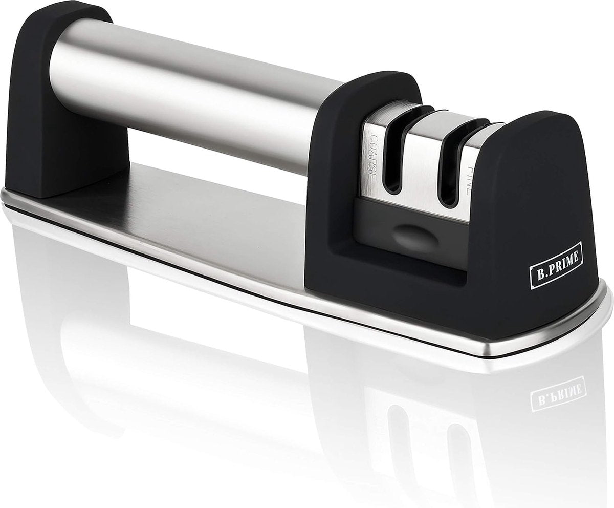 handmatige messenslijper, 2-traps messenslijper voor grof en fijn slijpen, messenslijpen, honen en polijsten, slijpsteen voor messenset, slijpstaal, messenslijper