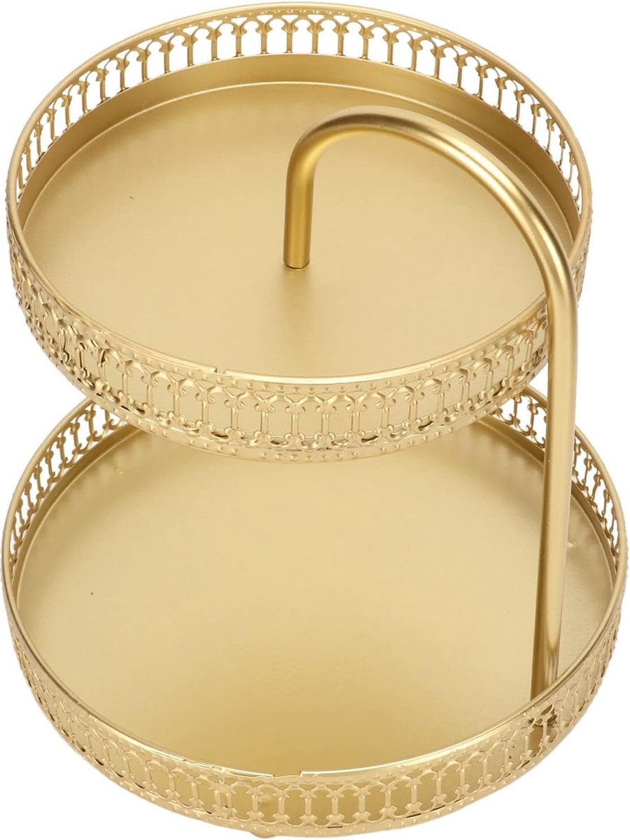 Gouden taartstandaardset, 2-laags fruitschaal met grote capaciteit, decoratieve multifunctionele cupcakestandaard voor thuisfeestkeuken