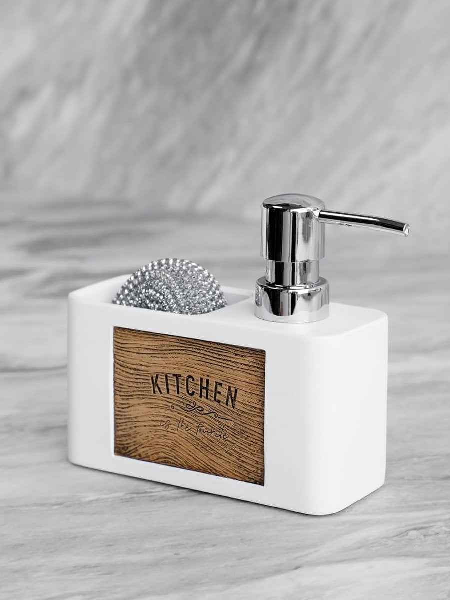 Afwasmiddeldispenser keukenzeepdispenser 14,5 x 6 x 13 cm spoelbakorganizer wit keukenzeepdispenser spoelbakorganizer keukenorganizer (wit)