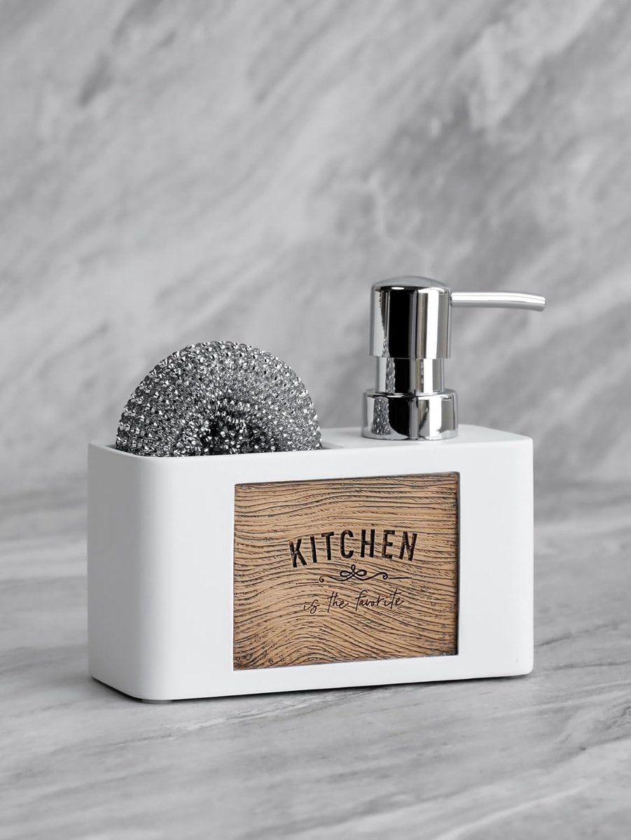 Afwasmiddeldispenser keukenzeepdispenser 14,5 x 6 x 13 cm spoelbakorganizer wit keukenzeepdispenser spoelbakorganizer keukenorganizer (wit)