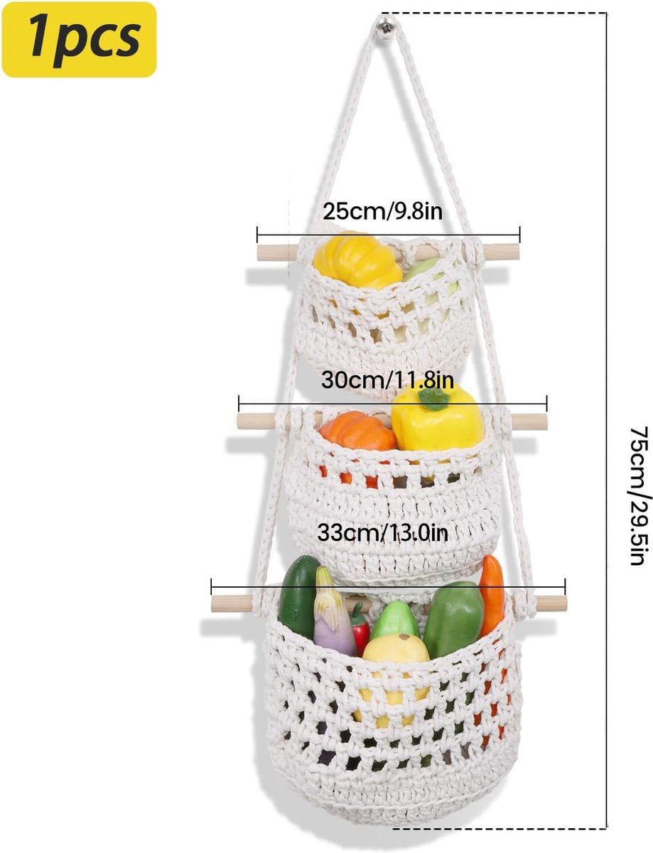 Hangorganizer, 3 vakken afneembare hangopslag, wandorganizer, opbergtas, deurorganizer voor slaapkamer, badkamer, keuken, woonkamer, kantoor, tuin
