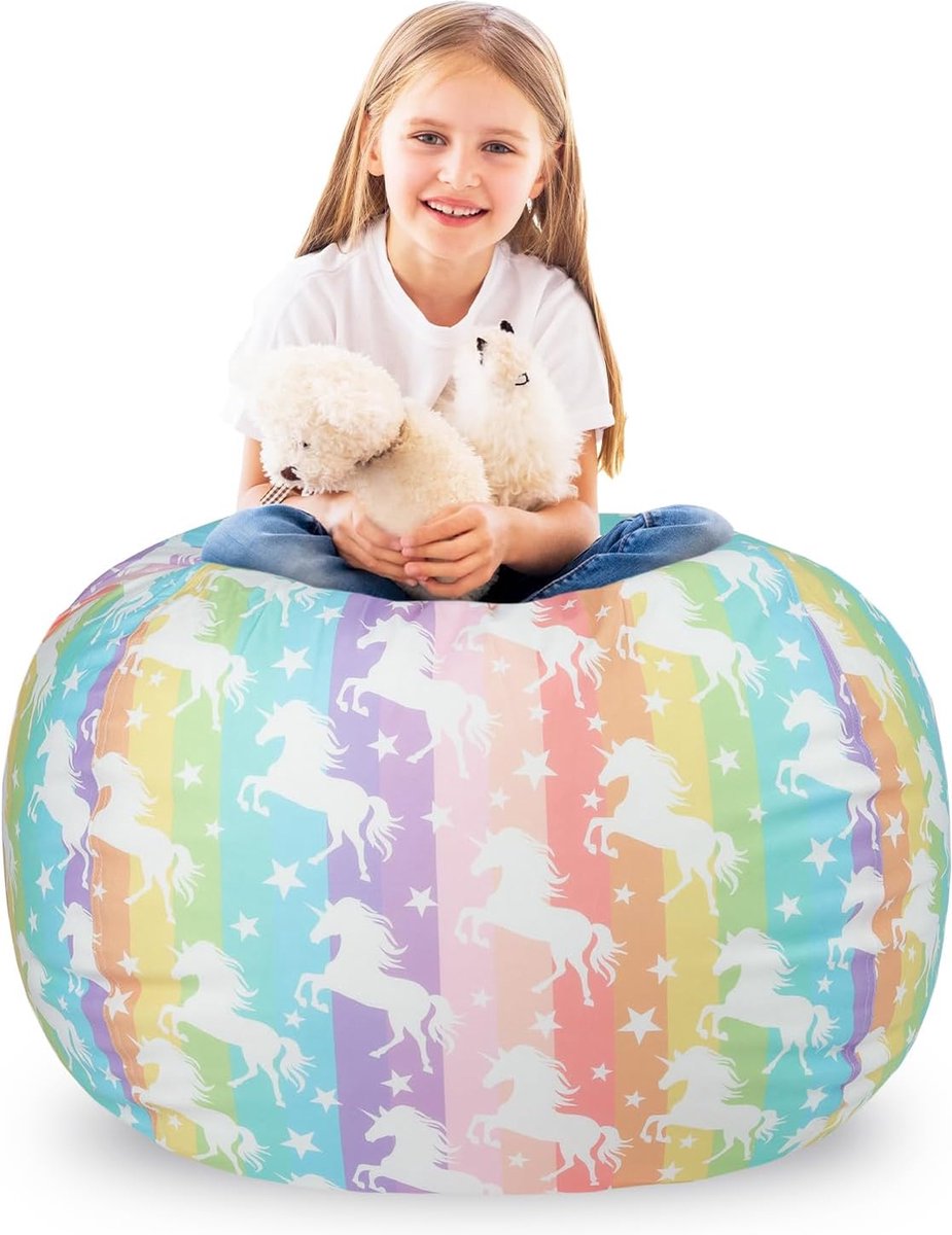 Eenhoornzitzak voor kinderen, speelgoed, knuffeldieren, opslag voor meisjes en jongens, opbergorganizer, opslag kinderkamer