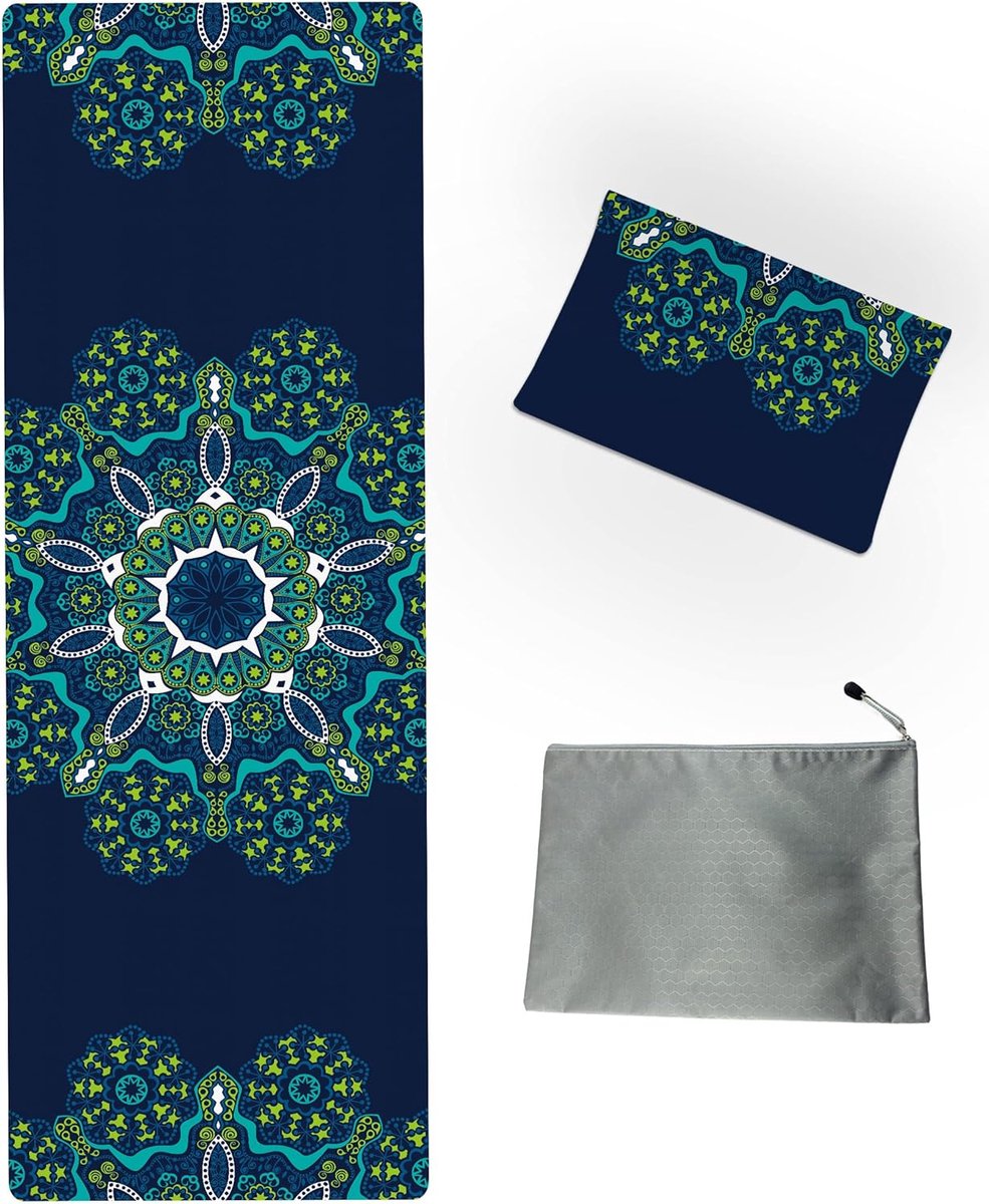 Draagbare reisyogamat, opvouwbare lichtgewicht oefenmat - Ideaal voor yoga, pilates, bikram, stretchen, trainen en sporten (72 x 24 x 1,5 mm)