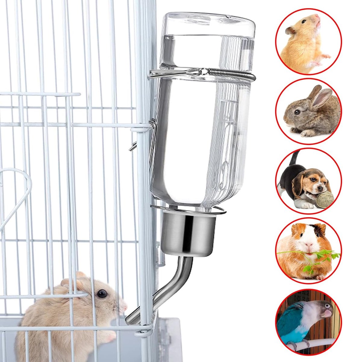 Drinkfles voor konijnen, 4 stuks, 350 ml, knaagdieren, drinkfles, automatische hangende waterflessen, knaagdierdrinken, geen druppel voor kleine dieren, cavia's, chinchilla's, hamsters