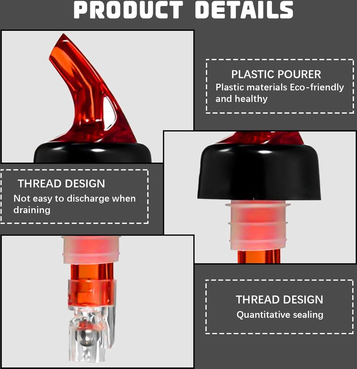 6 stuks gedistilleerde drankdispenser, flessenschenker van ABS-kunststof, 15 ml/20 ml/30 ml doseringsschenker, maatschenker met stalen kogel, geschikt voor wijn en cocktails (3 kleuren)