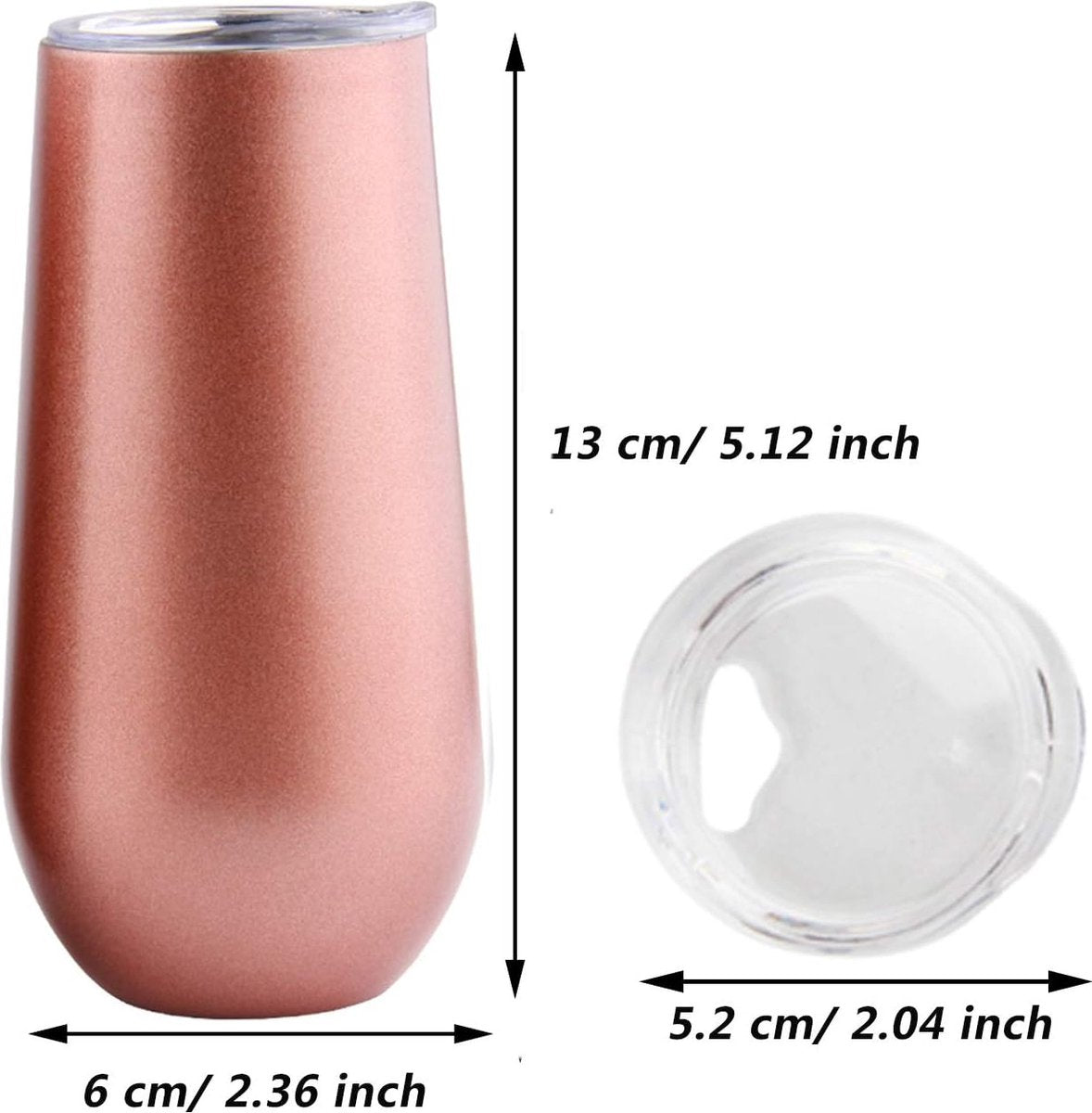 Champagneglazen champagneglas roségoud set van 2 roestvrij staal dubbelwandig thermol wijnglazen met deksel