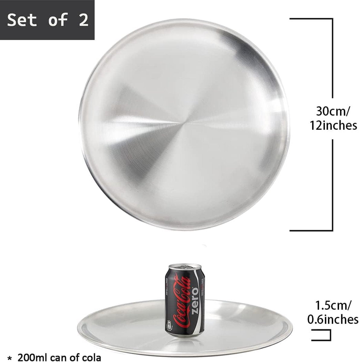 2 stuks rond servies van roestvrij staal, dienblad, ovaal bord, vleesgerecht, rijstbord, ovale borden, retro mat, rond serveerbord, zilveren schotel