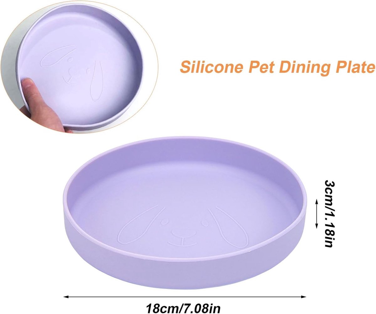 2 stuks platte kattenbakken, diameter 18 cm, kattenvoerbak, kattenbak, siliconen voerbak voor droogvoer en natvoer