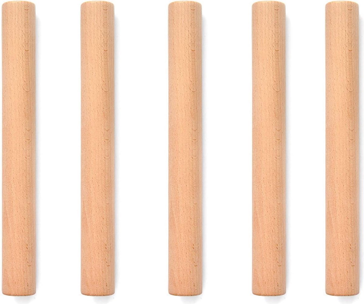 5 stuks houten deegroller, beukenhout, voor pizza, pasta, brood (bruin)