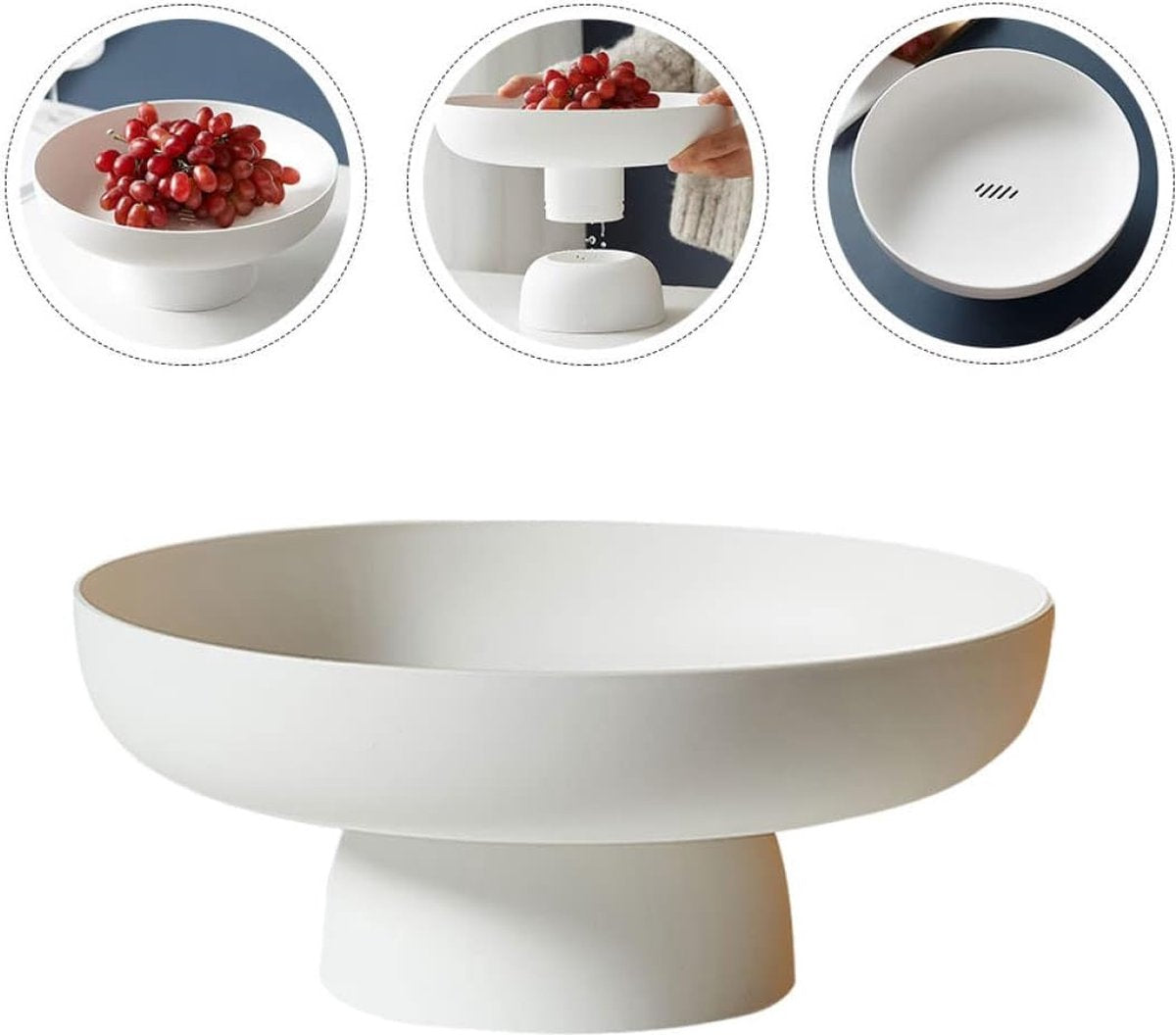 2 stuks fruitschaal met voet, fruitschaal met voet, snoep, serveerdienblad, fruitmandhouder van kunststof, fruitman