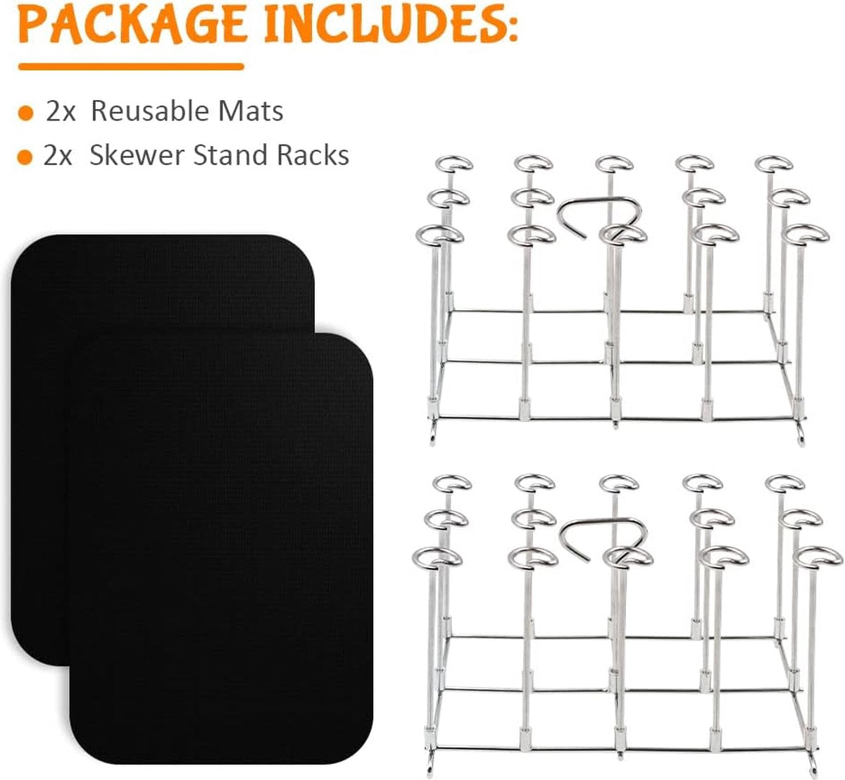 2 x RVS heteluchtfriteuse spiesen grillrooster voor Ninja Foodi AF300EU AF400EU, verticaal spiesrek set - frame, Dual Zone Air Fryer