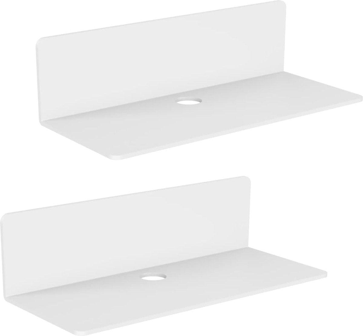 2 stuks wandrek, wit acryl, 23 x 9,5 cm, zwevende wandplanken, zwevend rek, zonder boren, met 4 kabelclips, displayplank muur, mini-rek voor kantoor, badkamer, keuken, slaapkamer
