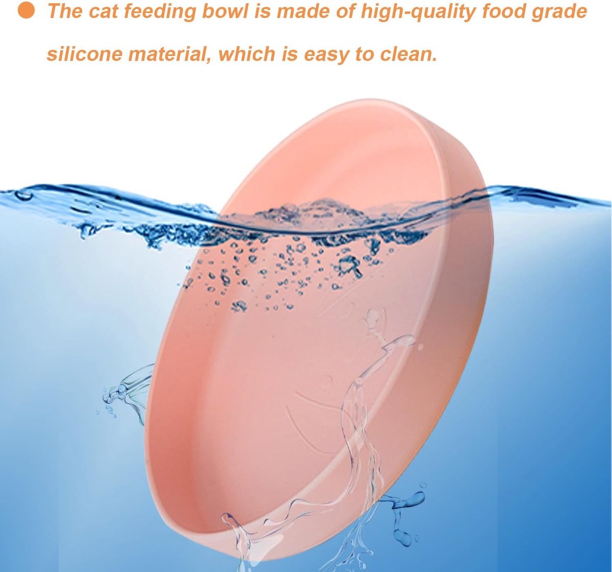 2 stuks platte kattenbakken, diameter 18 cm, kattenvoerbak, kattenbak, siliconen voerbak voor droogvoer en natvoer