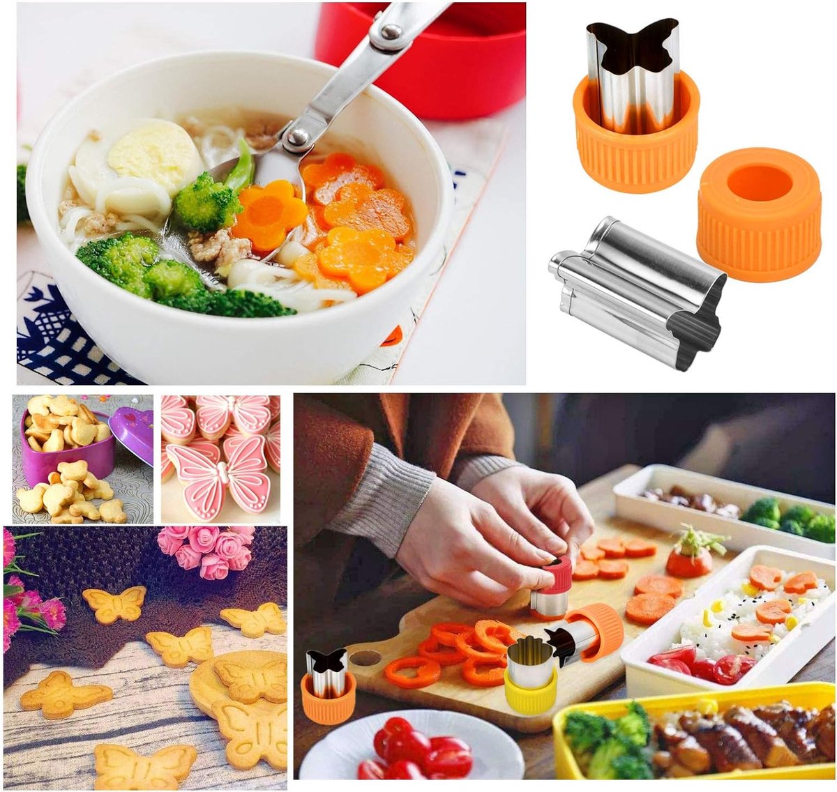 26 stuks uitsteekvormpjes voor brood, toast, groente en sandwich uitsteekvormpjes, roestvrij staal, met anti-slip handvat, diervorm, groentesnijder, bento-accessoires voor kinderen met 10 karikatuur tandenstokers