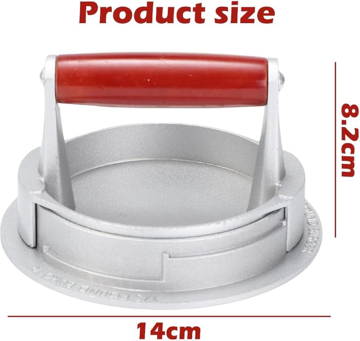 Hamburgerpers, instelbare dikke hamburgerpers, hamburgerpers, 12,5 cm, hamburger-vleespers met klep met antiaanbaklaag voor gelijkmatige patties, tay hamburger, hamburger, Patty Press (B)