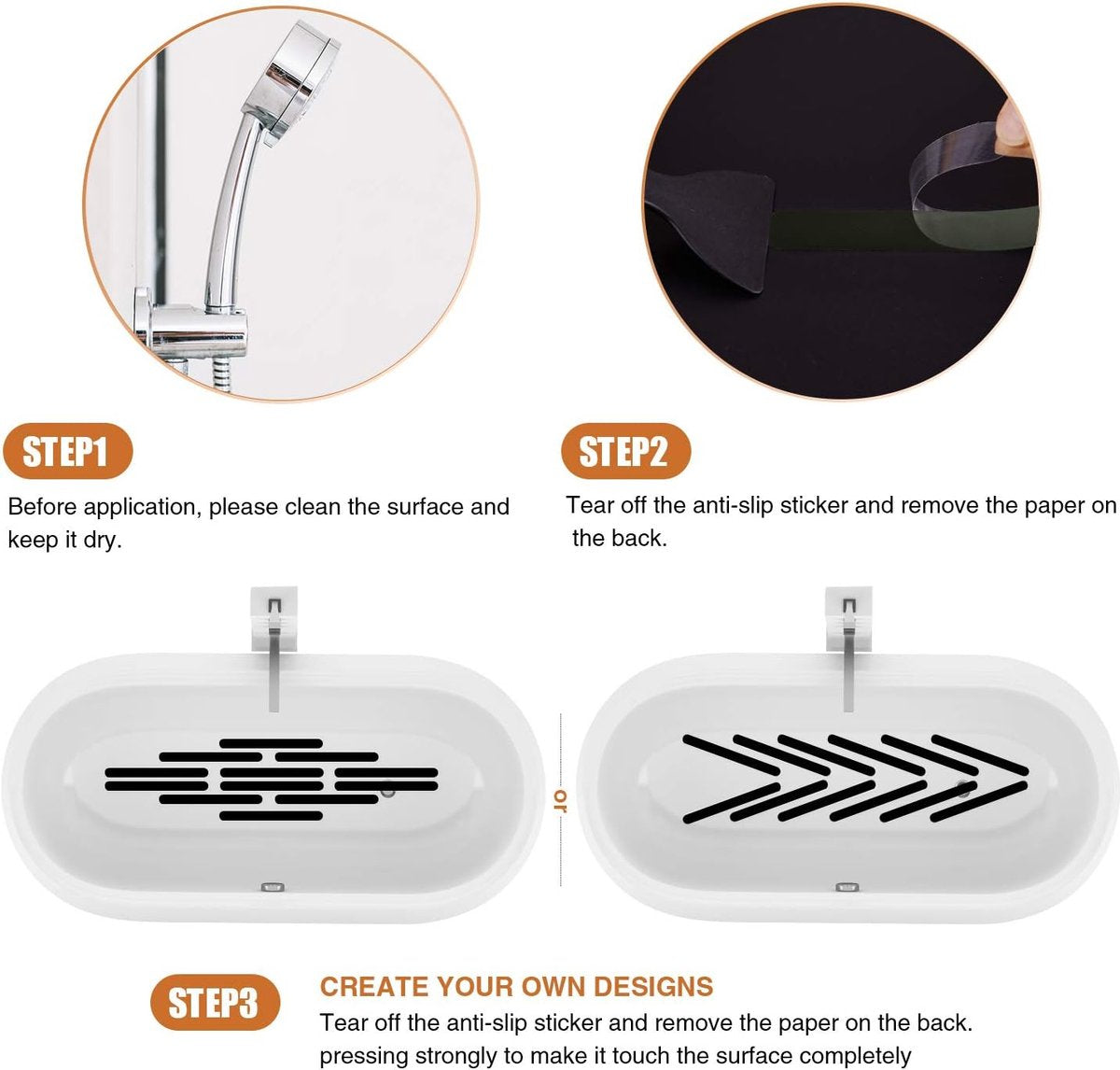 antislipstickers, 24 stuks, veiligheidsstrips voor badkuip, zelfklevende stickers met premium schraper voor badkuip, douche, trap (zwart)