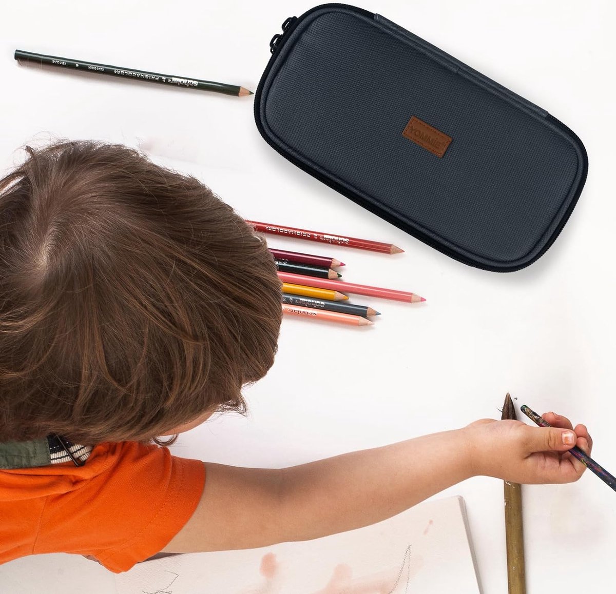 Etui Oxford Etui Volwassene Enkele Etui Etui Meisjes Etui Organizer met Rits voor Tieners Jongens Grafiet, grafiet, etui