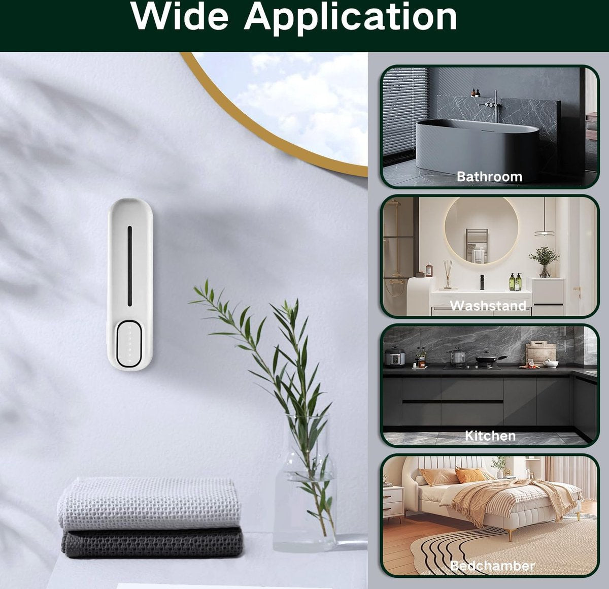 Aan de muur gemonteerde zeepdispenser 300 ml, boorvrij, met lijm, handmatige vloeibare zeepdoos, douche, shampoo, spoeling, dispenser voor toilet, badkamer, hotelkeuken (wit)