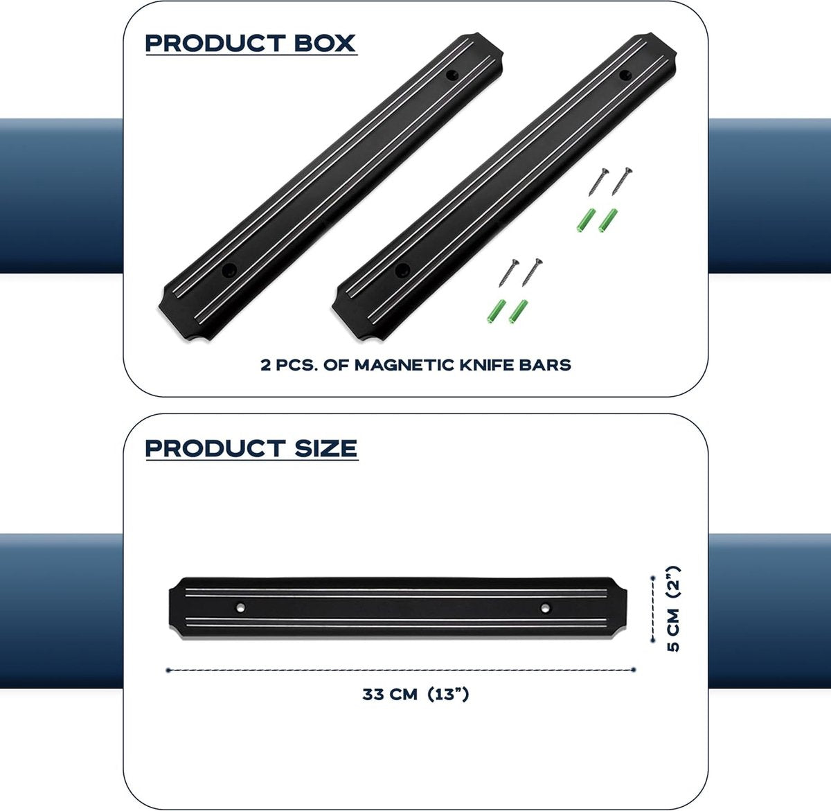 Magneetstrip meswand 2 stuks 33 cm meshouder magneetmes magneetstrip messenstrip magneetmes magneetrail magnetische meshouder