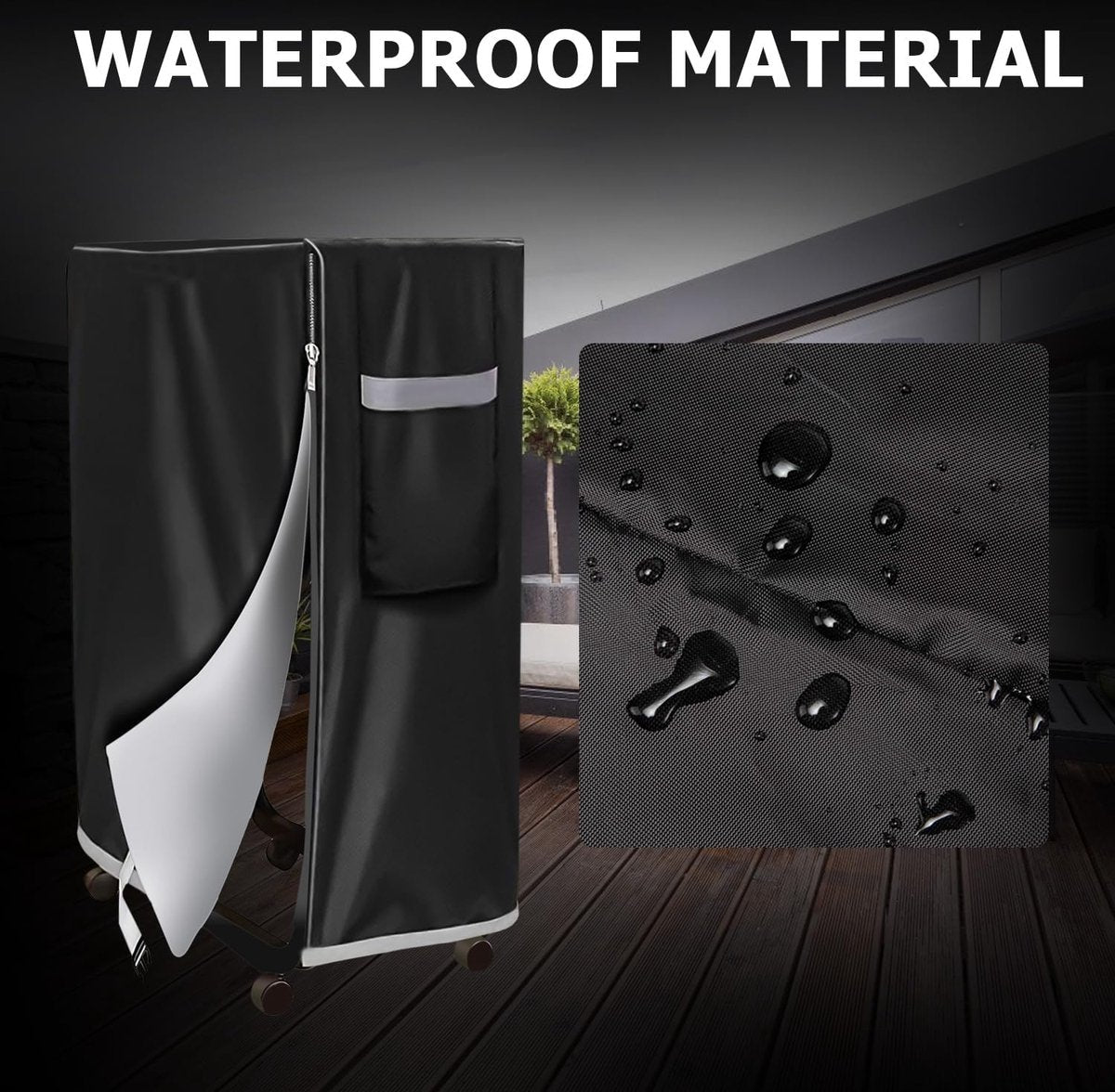 Zwart waterdicht stofdicht klapdekbed: opbergtas voor logeerbedden, multifunctionele bescherming tegen bed, multifunctionele afdekking (114 x 99 x 38 cm)