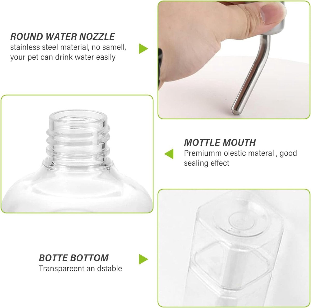 Drinkfles voor konijnen, 4 stuks, 350 ml, knaagdieren, drinkfles, automatische hangende waterflessen, knaagdierdrinken, geen druppel voor kleine dieren, cavia's, chinchilla's, hamsters