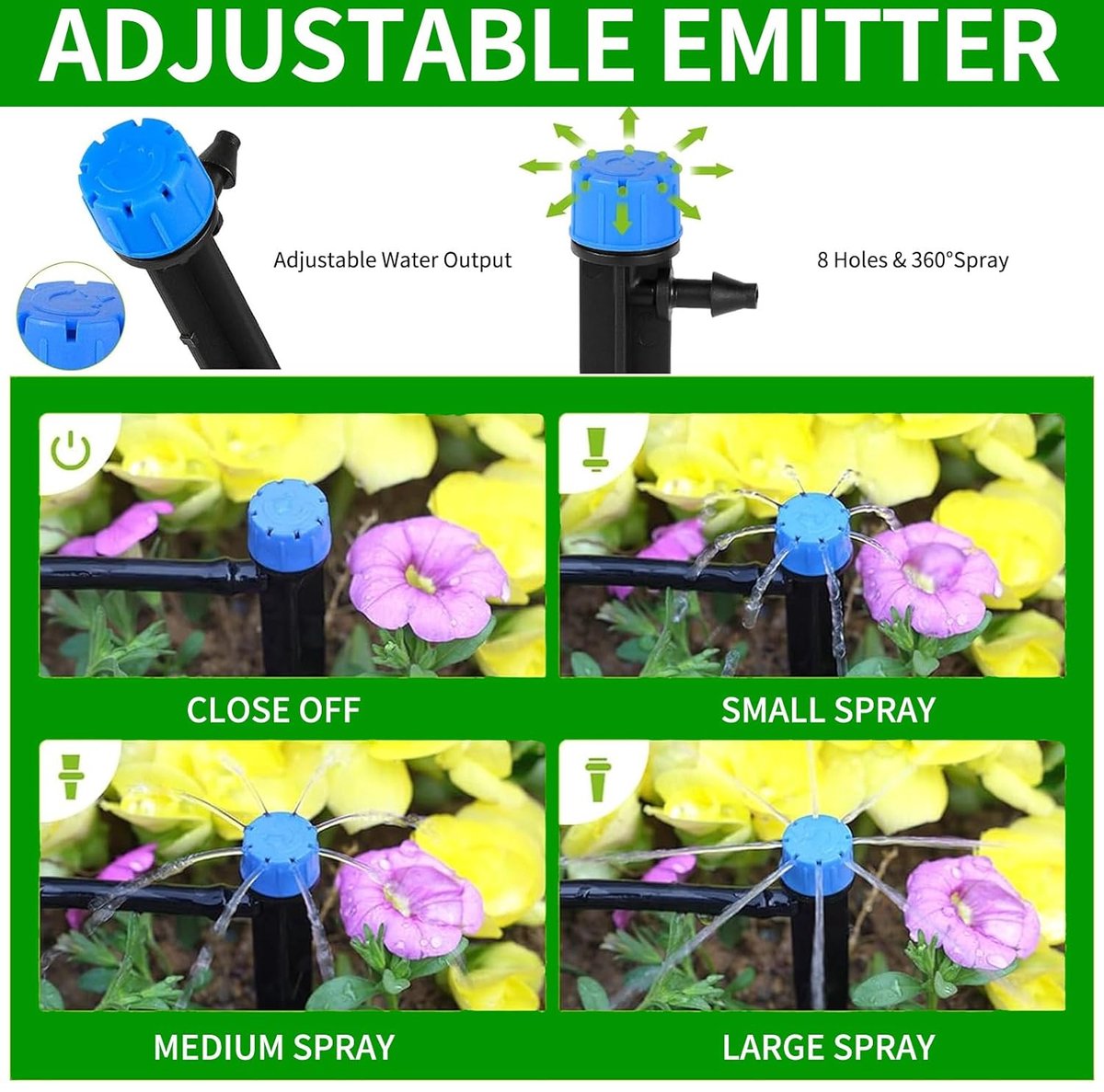 Irrigatiesysteem voor in de tuin, automatisch bewateringssysteem, 30 m, irrigatieset, micro-irrigatieset, doe-het-zelf tuinirrigatie voor planten, tuin, broeikas, bloemen, voor landschap