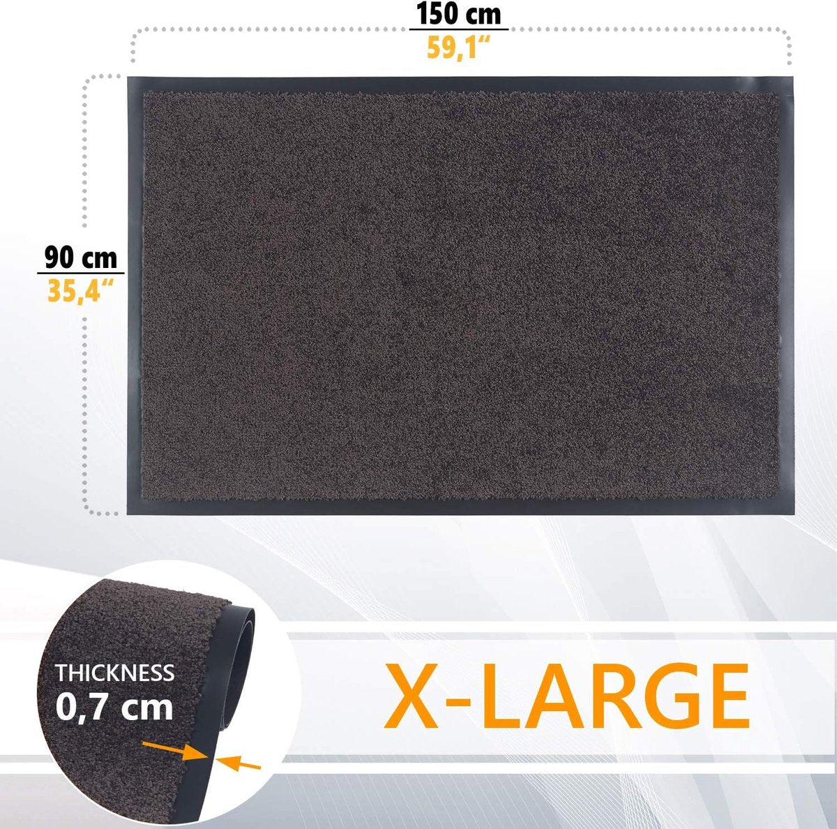 Deurmat voor voordeur, binnen en buiten, deurmat, voor entrees, schoonmaakmat, antraciet-zwart