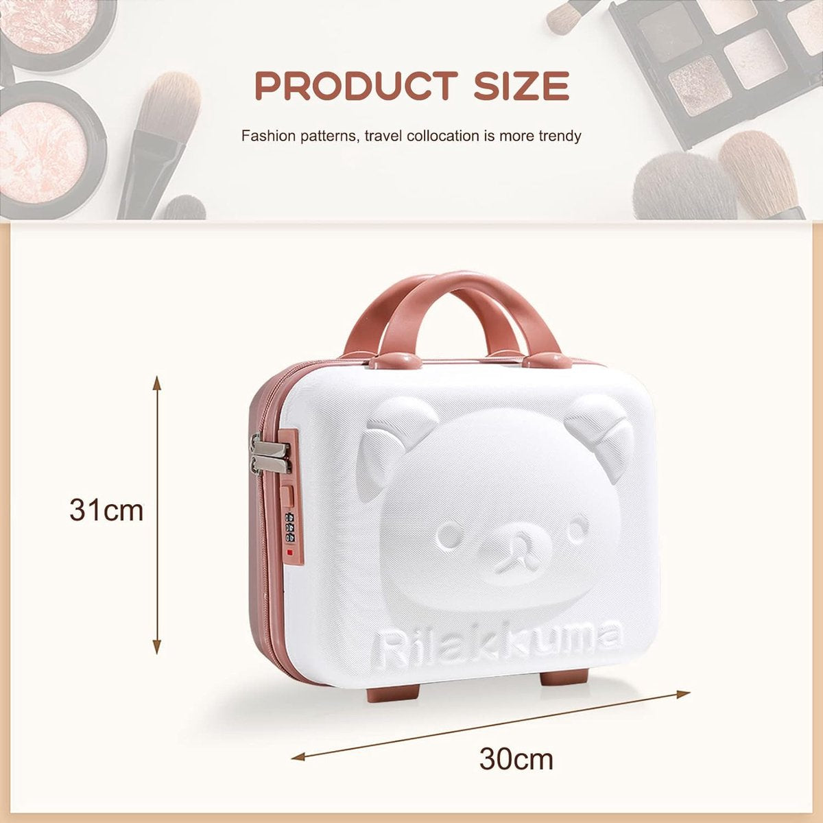 Cosmeticakoffer voor op reis, make-uptas, organizer, beautycase, harde schaal, klein, draagbaar, cosmeticatas voor op reis, waterdicht en slijtvast, beautycase, toilettas, meisjescadeau
