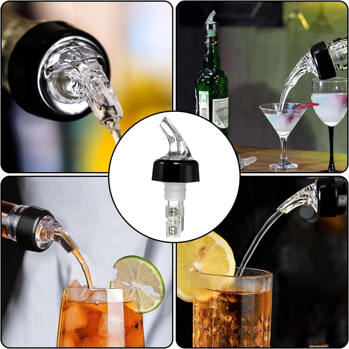 6 stuks gedistilleerde drankdispenser, flessenschenker van ABS-kunststof, 15 ml/20 ml/30 ml doseringsschenker, maatschenker met stalen kogel, geschikt voor wijn en cocktails (3 kleuren)