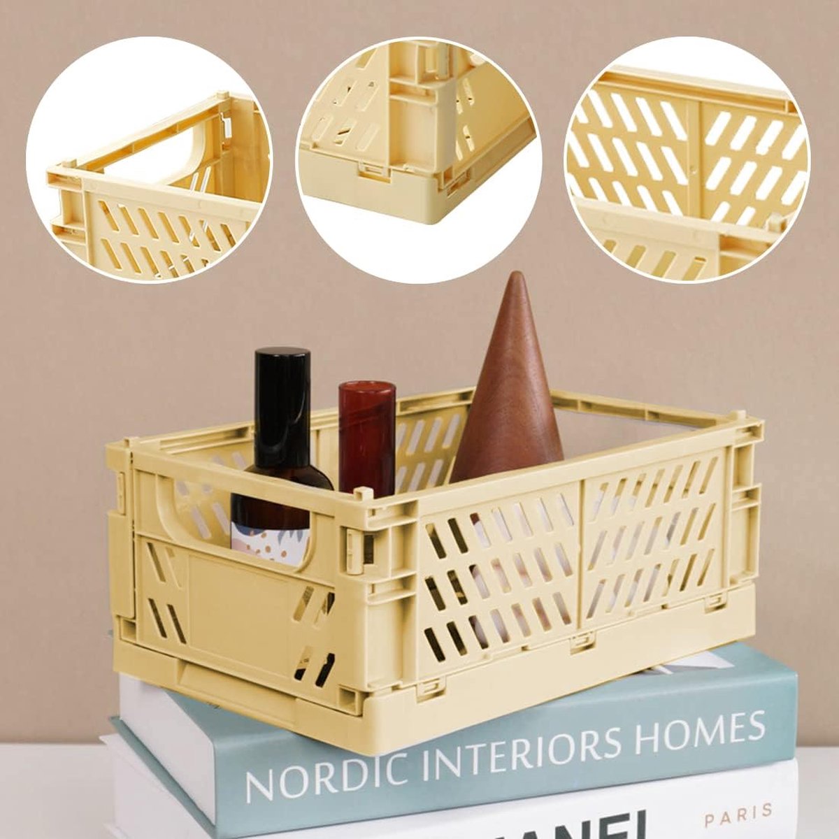 2 stuks klapkisten, opbergmand, kunststof manden, klapmand, plastic, stabiel, mini-manden, kunststof vouwdoos, klapmand voor keuken, slaapkamer, kantoor