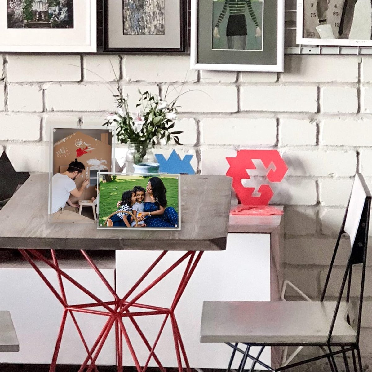 10 x 15 cm acryl fotolijst, transparante magnetische fotolijst, dubbelzijdige frameloze lijst - set van 2 (stijl 2)