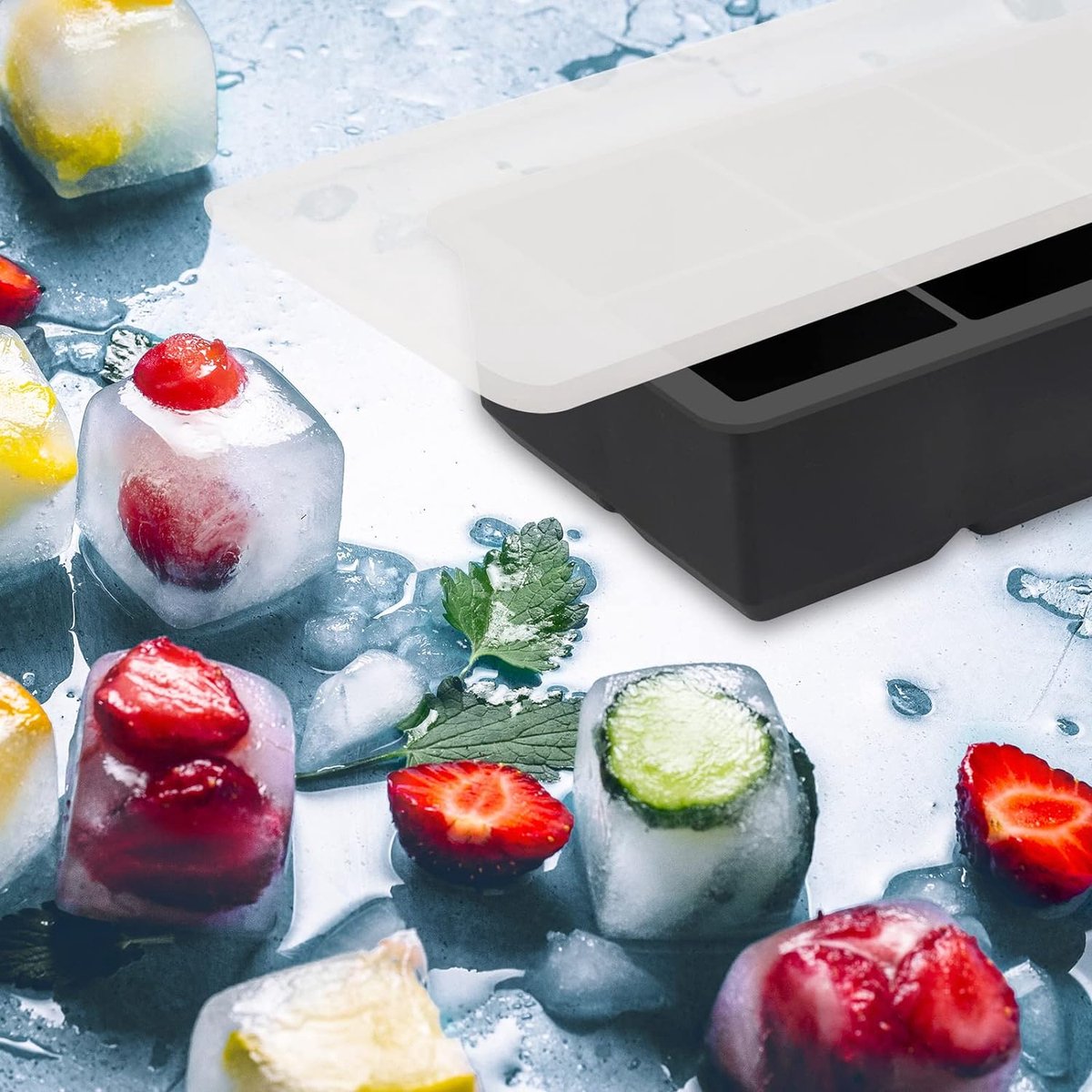 2 stuks siliconen ijsblokjesvorm, groot, 8-voudige ijsblokjeshouder met bol, ijsbolvorm, ijsbolvorm, voor gekoelde cocktails, whiskydranken