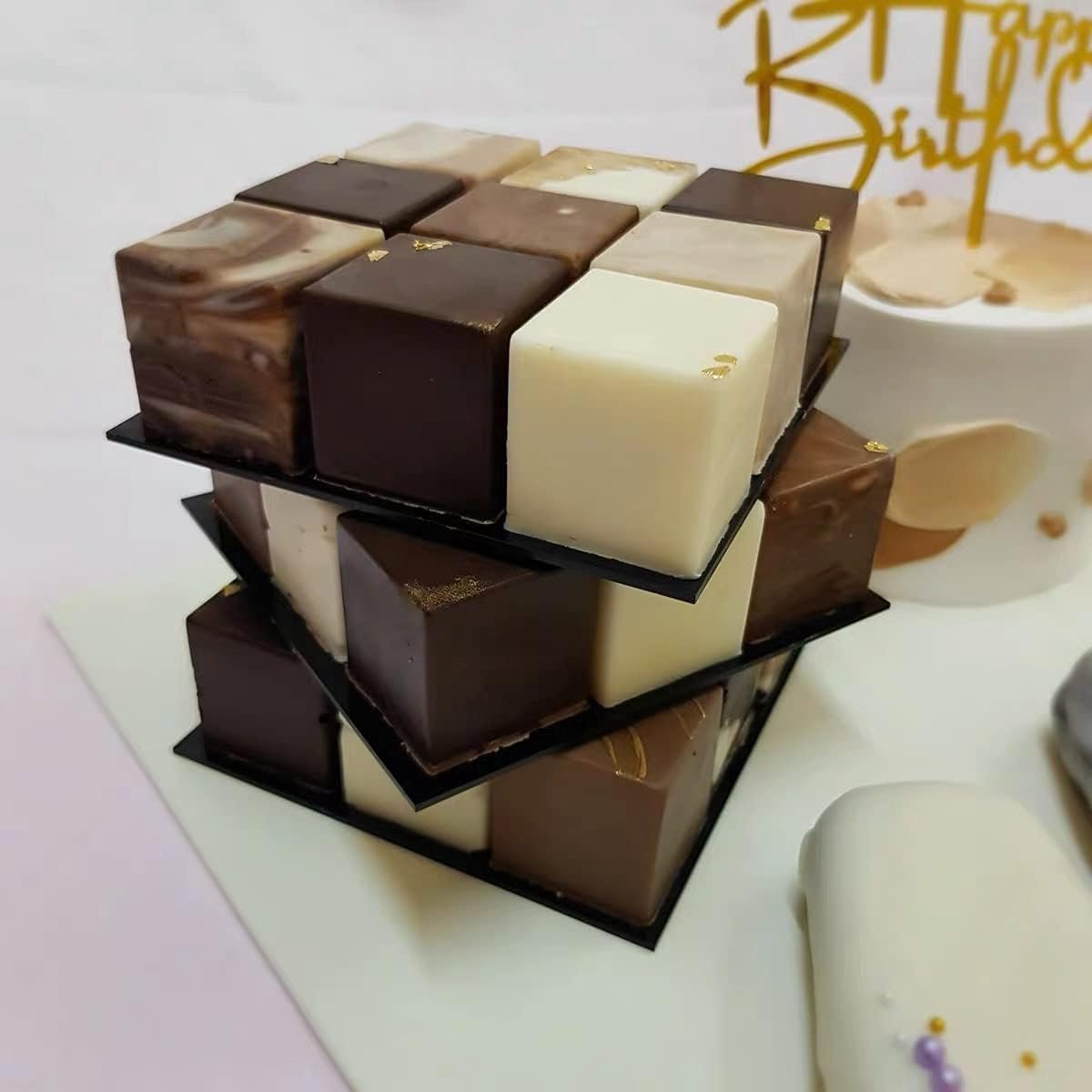 15 holtes 1,4" vierkante siliconen mal kubus mal voor het maken van chocolade snoep cake ijsblokjes truffel pralines pak van 2